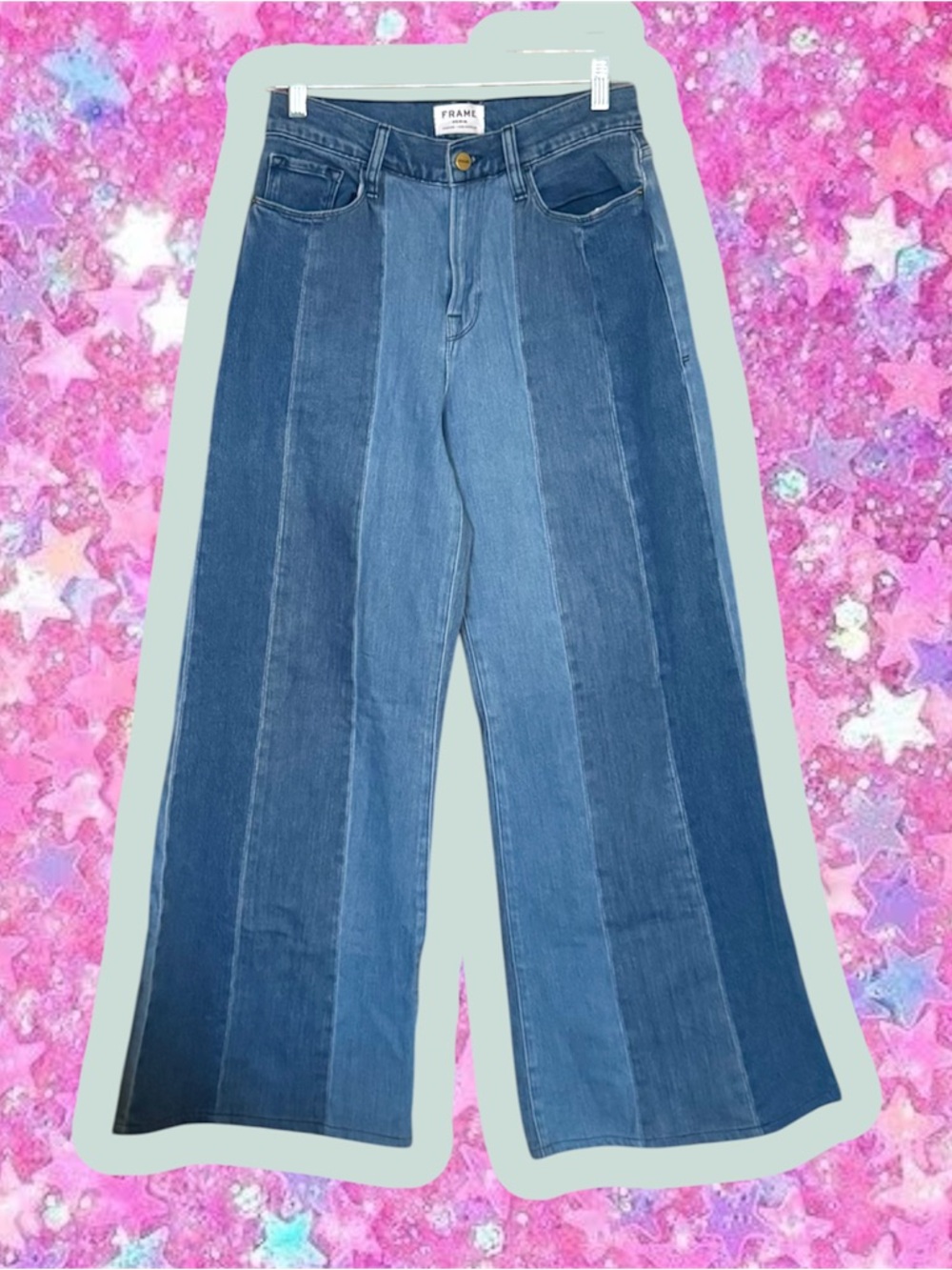 Frame denim Le palazzo jeans pants sz 28 29 patchwork 70s 60s high waist wide